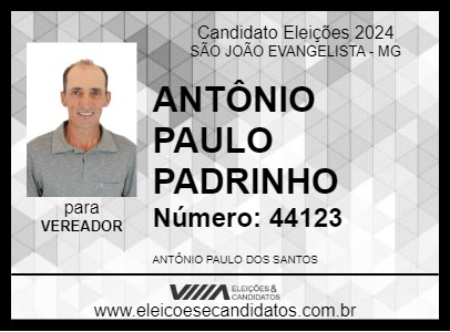 Candidato ANTÔNIO PAULO PADRINHO 2024 - SÃO JOÃO EVANGELISTA - Eleições