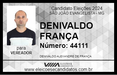 Candidato DENIVALDO FRANÇA 2024 - SÃO JOÃO EVANGELISTA - Eleições