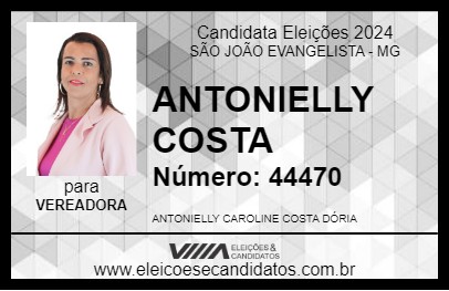 Candidato ANTONIELLY COSTA 2024 - SÃO JOÃO EVANGELISTA - Eleições