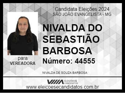 Candidato NIVALDA DO SEBASTIÃO BARBOSA 2024 - SÃO JOÃO EVANGELISTA - Eleições