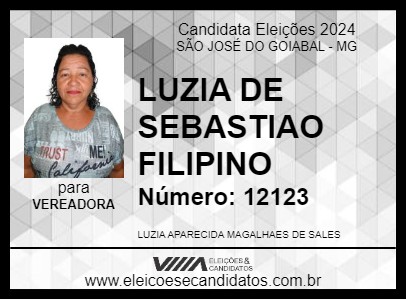 Candidato LUZIA DE SEBASTIAO FILIPINO 2024 - SÃO JOSÉ DO GOIABAL - Eleições