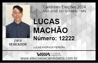 Candidato LUCAS MACHÃO 2024 - SÃO JOSÉ DO GOIABAL - Eleições