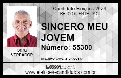 Candidato SINCERO MEU JOVEM 2024 - BELO ORIENTE - Eleições