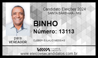 Candidato BINHO 2024 - SANTA BÁRBARA - Eleições