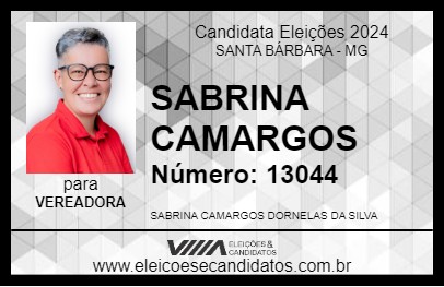 Candidato SABRINA CAMARGOS 2024 - SANTA BÁRBARA - Eleições