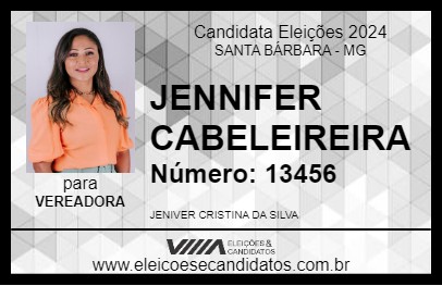 Candidato JENNIFER CABELEIREIRA 2024 - SANTA BÁRBARA - Eleições