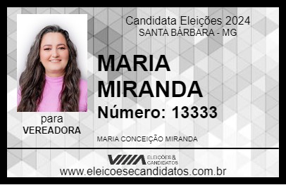 Candidato MARIA MIRANDA 2024 - SANTA BÁRBARA - Eleições