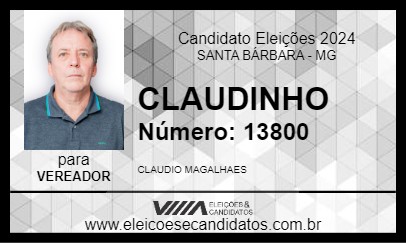 Candidato CLAUDINHO 2024 - SANTA BÁRBARA - Eleições