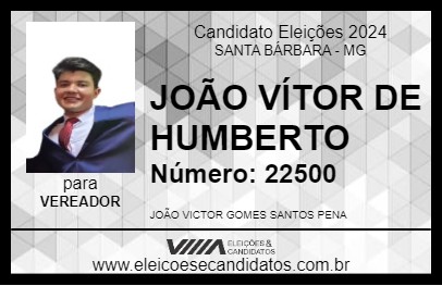 Candidato JOÃO VÍTOR DE HUMBERTO 2024 - SANTA BÁRBARA - Eleições