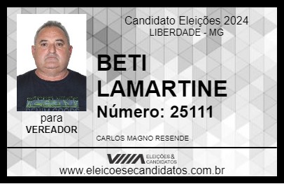 Candidato BETI LAMARTINE 2024 - LIBERDADE - Eleições