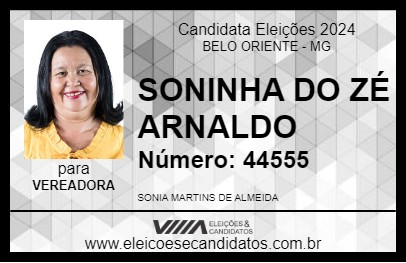 Candidato SONINHA DO ZÉ ARNALDO 2024 - BELO ORIENTE - Eleições