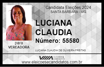 Candidato LUCIANA CLAUDIA 2024 - SANTA BÁRBARA - Eleições