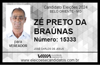 Candidato ZÉ PRETO DA BRAÚNAS 2024 - BELO ORIENTE - Eleições