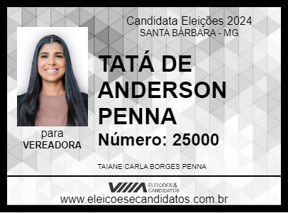 Candidato TATÁ DE ANDERSON PENNA 2024 - SANTA BÁRBARA - Eleições