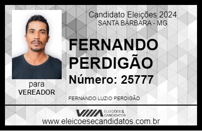 Candidato FERNANDO PERDIGÃO 2024 - SANTA BÁRBARA - Eleições