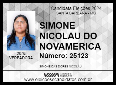 Candidato SIMONE NICOLAU DO NOVAMERICA 2024 - SANTA BÁRBARA - Eleições