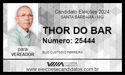 Candidato THOR DO BAR 2024 - SANTA BÁRBARA - Eleições