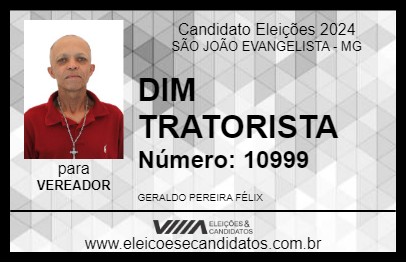 Candidato DIM TRATORISTA 2024 - SÃO JOÃO EVANGELISTA - Eleições