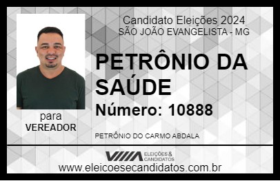 Candidato PETRÔNIO DA SAÚDE 2024 - SÃO JOÃO EVANGELISTA - Eleições