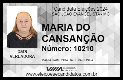 Candidato MARIA DO CANSANÇÃO 2024 - SÃO JOÃO EVANGELISTA - Eleições