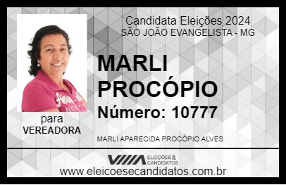 Candidato MARLI PROCÓPIO 2024 - SÃO JOÃO EVANGELISTA - Eleições