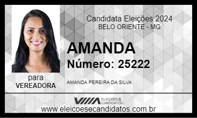 Candidato AMANDA 2024 - BELO ORIENTE - Eleições