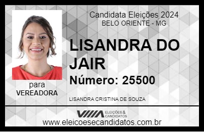 Candidato LISANDRA DO JAIR 2024 - BELO ORIENTE - Eleições