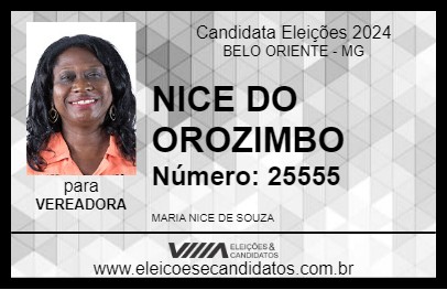 Candidato NICE DO OROZIMBO 2024 - BELO ORIENTE - Eleições