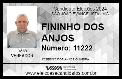 Candidato FININHO DOS ANJOS 2024 - SÃO JOÃO EVANGELISTA - Eleições