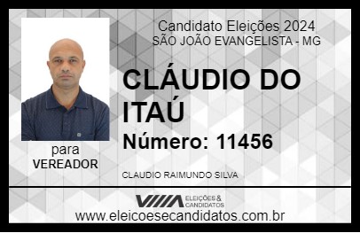 Candidato CLÁUDIO DO ITAÚ 2024 - SÃO JOÃO EVANGELISTA - Eleições