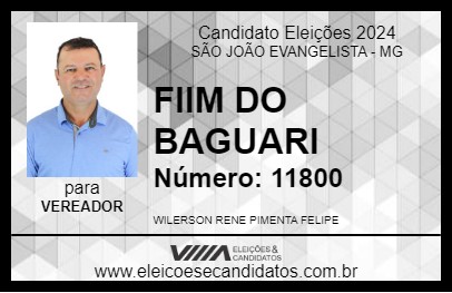 Candidato FIIM DO BAGUARI 2024 - SÃO JOÃO EVANGELISTA - Eleições