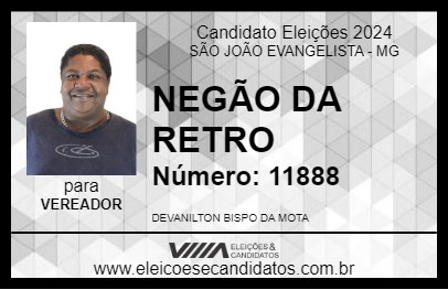 Candidato NEGÃO DA RETRO 2024 - SÃO JOÃO EVANGELISTA - Eleições