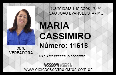 Candidato MARIA CASSIMIRO 2024 - SÃO JOÃO EVANGELISTA - Eleições