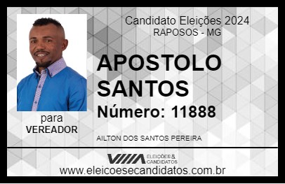 Candidato APOSTOLO SANTOS 2024 - RAPOSOS - Eleições