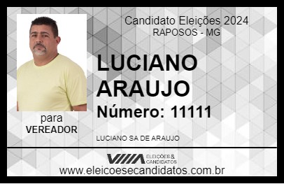 Candidato LUCIANO ARAUJO 2024 - RAPOSOS - Eleições