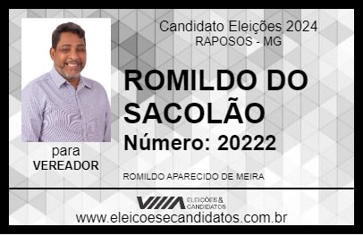 Candidato ROMILDO DO SACOLÃO 2024 - RAPOSOS - Eleições