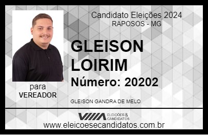 Candidato GLEISON LOIRIM 2024 - RAPOSOS - Eleições