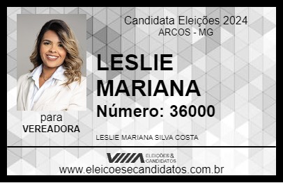 Candidato LESLIE MARIANA 2024 - ARCOS - Eleições