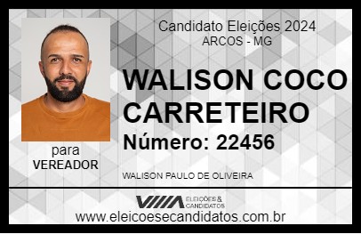 Candidato WALISON COCO CARRETEIRO 2024 - ARCOS - Eleições