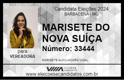 Candidato MARISETE DO NOVA SUÍÇA 2024 - BARBACENA - Eleições