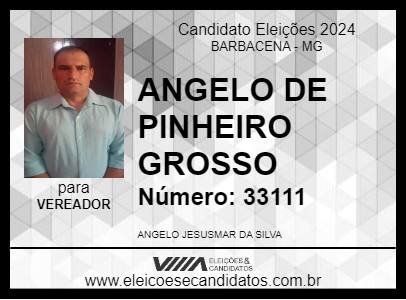 Candidato ANGELO DE PINHEIRO GROSSO 2024 - BARBACENA - Eleições