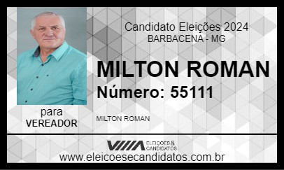 Candidato MILTON ROMAN 2024 - BARBACENA - Eleições