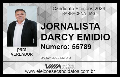 Candidato JORNALISTA DARCY EMIDIO 2024 - BARBACENA - Eleições