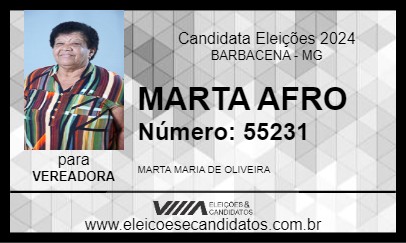 Candidato MARTA AFRO 2024 - BARBACENA - Eleições