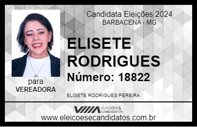 Candidato ELISETE RODRIGUES 2024 - BARBACENA - Eleições