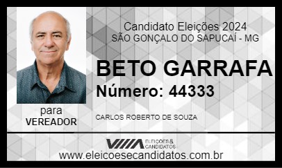 Candidato BETO GARRAFA 2024 - SÃO GONÇALO DO SAPUCAÍ - Eleições