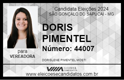 Candidato DORIS PIMENTEL 2024 - SÃO GONÇALO DO SAPUCAÍ - Eleições