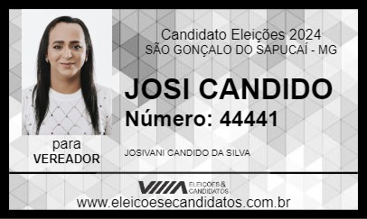 Candidato JOSI CANDIDO 2024 - SÃO GONÇALO DO SAPUCAÍ - Eleições