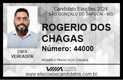 Candidato ROGERIO DOS CHAGAS 2024 - SÃO GONÇALO DO SAPUCAÍ - Eleições