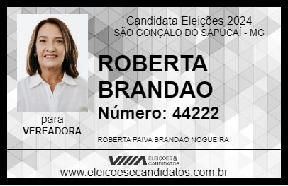 Candidato ROBERTA BRANDAO 2024 - SÃO GONÇALO DO SAPUCAÍ - Eleições